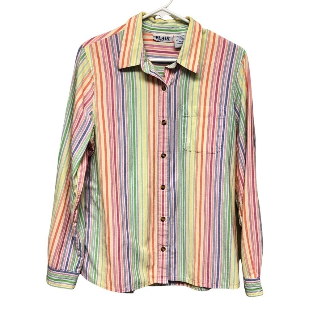 Vintage Blair Rainbow Color Striped Button Up